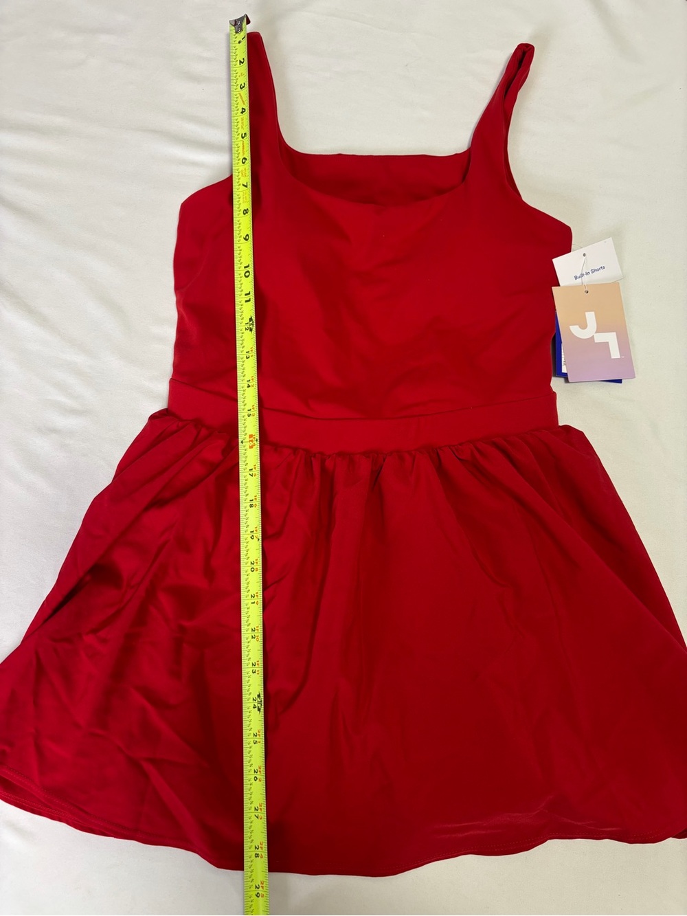 Red Sleeveless Scoop Neck Athletic Dress with built in shorts - Picture 5 of 7
